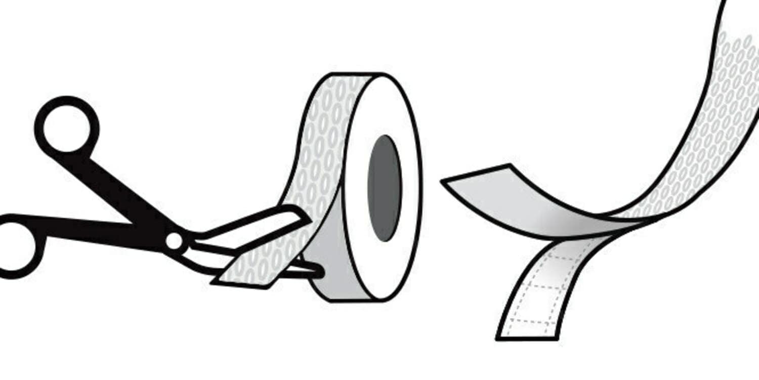 Illustration of scissors cutting tape and peeling off lining