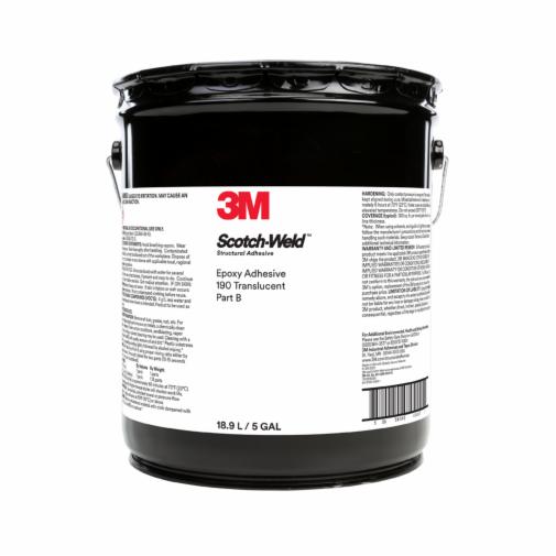 3M™ Scotch-Weld™ Epoxy Adhesive DP190 is a two-part epoxy that delivers high performance in demanding conditions and environments while adhering to a variety of similar and dissimilar substrates, including metals, ceramics, wood, fiberboard, glass, and most plastics. Its high-strength formula is designed to perform with long-lasting results, helping to withstand the impact of environmental aging, shock, vibration, and flexing. 3M™ Scotch-Weld™ Epoxy Adhesive DP190 provides up to 80 minutes of working time, allowing for correct product placement, repositioning, or adjustments. This epoxy offers handling strength in 6 hours and will cure fully in approximately 14 days at a temperature of 73 °F (23 °C). With a wide range of uses, the product is ideal for building and home construction; aircraft and automobile manufacturing; sporting goods repair and assembly, as well as other applications requiring a durable bond in outdoor elements. 