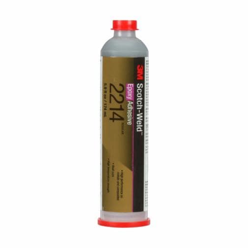 3M™ Scotch-Weld™ Epoxy Adhesive 2214 is a versatile, high-strength adhesive that adheres to a range of substrates with a temperature resistance of up to 250 °F (121 °C). This product's secure bond provides long-lasting results in conditions where environmental elements, such as expansion, contraction, and degradation are present. It offers a fast cure in 40 minutes at 250 °F (121 °C) and dispenses easily, allowing you to apply the product more precisely. 3M™ Scotch-Weld™ Epoxy Adhesive 2214 creates an aggressive bond and it allows as much time as you need for readjustment and repositioning, as heat is required to provide a full cure.  Use this epoxy in a variety of applications, including construction, general aerospace, transportation, and specialty vehicle to bond metals, plastics, glass, and more.