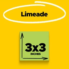Post it super sticky notes three by three inches limeade color five pads per pack ninety sheets per pad