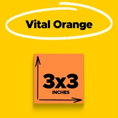 Post it super sticky notes three by three inches vital Orange color five pads per pack ninety sheets per pad