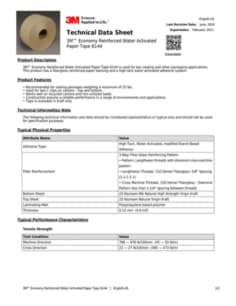3M™ Economy Reinforced Water Activated Paper Tape 6144
