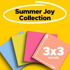 post it super sticky  notes three by three inches in size summer joy color collection