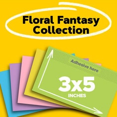 post it notes three by five inches five pads per pack in floral fantasy color collection