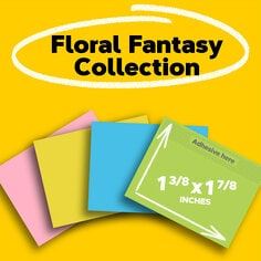 post it notes one and three eighths by one and seven eighths inch in size twelve pads per pack in floral fantasy color collection