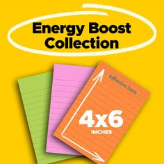 post it sticky notes four by six inches lined pads three pads per pack with ninety sheets per pad in energy boost color collection