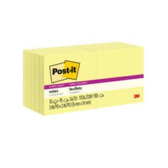 image of a ten-pack pad of canary yellow super sticky notes