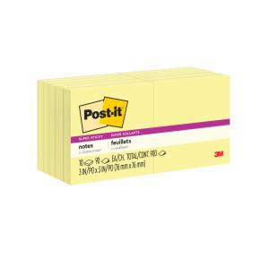 Post-it Super Sticky Notes 654-10SSCY,Canary Yellowk, 10/Pack, 3×3 (7.62 cm x 7.62 cm), 100% PEFC, SGSCH-PEFC-COC-110078image