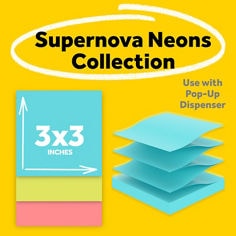 post it super sticky dispenser pop up notes in three by three inch size eighteen pads per pack ninety sheets per pad super Novas color collection