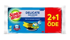 7100317679-Scotch-Brite-Delicate-Non-Scratch-Nail-Saver-Scrub-Sponge-2+1-free-pieces-in-pack-CLIP.tif