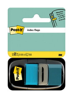 Post-it® Index Flags, Medium, Light Blue, 25.4 mm x 43.2 mm, 50 Flags, 1 Dispenser, 680-23, CFIP