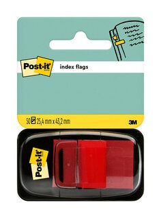 Post-it® Index Flags, Medium, Red, 25.4 mm x 43.2 mm, 50 Flags, 1 Dispenser, 680-1, CFIP