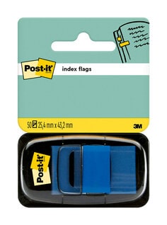 Post-it® Index Flags, Medium, Blue, 25.4 mm x 43.2 mm, 50 Flags, 1 Dispenser, 680-2, CFIP