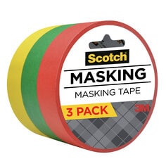 Scotch Expressions Colored Masking Tape 3 pack of tape comes with yellow, green and red rolls of tape.