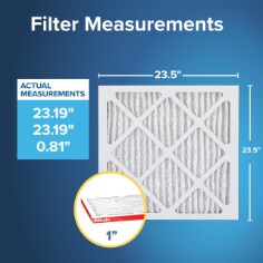 Filtrete™ MPR 1000 Allergen Defense HVAC Filter 23.5x23.5x1"—Filter Dimensions