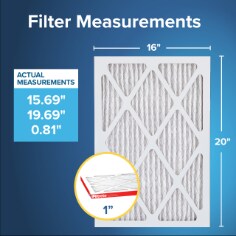 Filtrete™ MPR 1000 Allergen Defense HVAC Filter 16x20x1"—Filter Dimensions