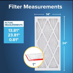 Filtrete™ MPR 1000 Allergen Defense HVAC Filter 14x24x1"—Filter Dimensions