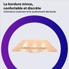 La bordure mince, confortable et discrète minimise le roulement et le soulèvement des bords