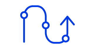 Icon of a curved cable with points along the cable representing bendability