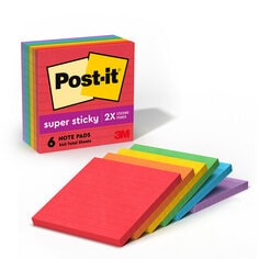 Post-it® Super Sticky Notes, 4 inch by 4 inch, Playful Primaries Colors