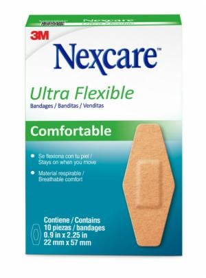 Nexcare Ultra Flexible Bandages 566-10LA, .9 in x 2.25 in (22 mm x 57 mm) image Nexcare Ultra Flexible Bandages 566-10LA, .9 in x 2.25 in (22 mm x 57 mm)image