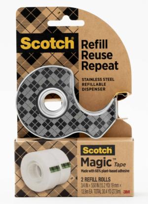 Scotch Magic Plant Based Tape 123R-SR, 0.75 in x 550 in (19mm x 13.9m) Dispenser with refill image Scotch Magic Plant Based Tape 123R-SR, 0.75 in x 550 in (19mm x 13.9m) Dispenser with refillimage