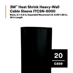 3M™ Heat Shrink Heavy-Wall Cable Sleeve ITCSN-6000, Black, 2.1-4.8 in, 6.00/1.80 in, 48 in Length