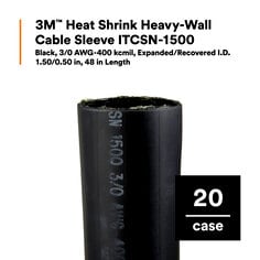 3M™ Heat Shrink Heavy-Wall Cable Sleeve ITCSN-1500,Black,3/0 AWG-400 kcmil,1.50/0.50 in,48 in Length