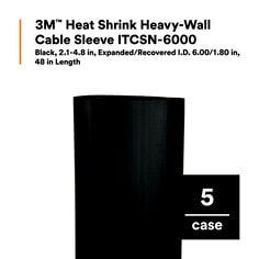 3M™ Heat Shrink Heavy-Wall Cable Sleeve ITCSN-6000, Black, 2.1-4.8 in, 6.00/1.80 in, 48 in Length