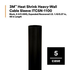 3M™ Heat Shrink Heavy-Wall Cable Sleeve ITCSN-1100, Black, 2-4/0 AWG, 1.10/0.37 in, 48 in Length