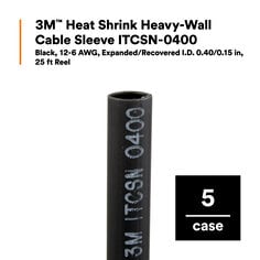 3M™ Heat Shrink Heavy-Wall Cable Sleeve ITCSN-0400, Black, 12-6 AWG, 0.40/0.15 in, 48 in Length