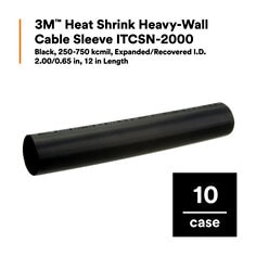3M™ Heat Shrink Heavy-Wall Cable Sleeve ITCSN-2000,Black,250-750 kcmil,2.00/0.65 in,12 in Length