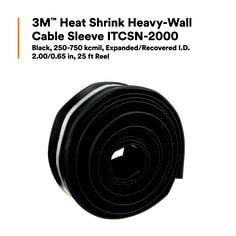 3M™ Heat Shrink Heavy-Wall Cable Sleeve ITCSN-2000, Black, 250-750 kcmil, 2.00/0.65 in, 25 ft Reel