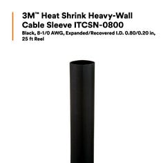 3M™ Heat Shrink Heavy-Wall Cable Sleeve ITCSN-0800, Black, 8-1/0 AWG, 0.80/0.20 in, 25 ft Reel