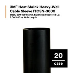 3M™ Heat Shrink Heavy-Wall Cable Sleeve ITCSN-3000,Black,600-1250 kcmil,3.00/1.00 in,48 in Length