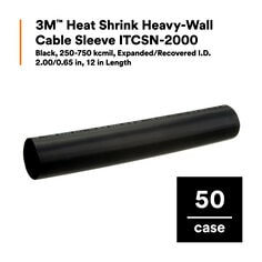 3M™ Heat Shrink Heavy-Wall Cable Sleeve ITCSN-2000,Black,250-750 kcmil,2.00/0.65 in,12 in Length
