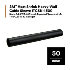3M™ Heat Shrink Heavy-Wall Cable Sleeve ITCSN-1500,Black,3/0 AWG-400 kcmil,1.50/0.50 in,12 in Length