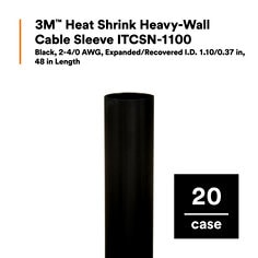 3M™ Heat Shrink Heavy-Wall Cable Sleeve ITCSN-1100, Black, 2-4/0 AWG, 1.10/0.37 in, 48 in Length