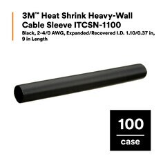 3M™ Heat Shrink Heavy-Wall Cable Sleeve ITCSN-1100, Black, 2-4/0 AWG, 1.10/0.37 in, 9 in Length