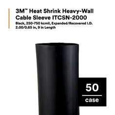 3M™ Heat Shrink Heavy-Wall Cable Sleeve ITCSN-2000, Black, 250-750 kcmil, 2.00/0.65 in, 9 in Length