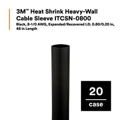 3M™ Heat Shrink Heavy-Wall Cable Sleeve ITCSN-0800, Black, 8-1/0 AWG, 0.80/0.20 in, 48 in Length