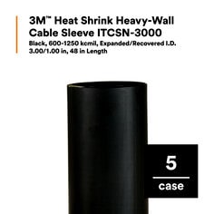 3M™ Heat Shrink Heavy-Wall Cable Sleeve ITCSN-3000,Black,600-1250 kcmil,3.00/1.00 in,48 in Length