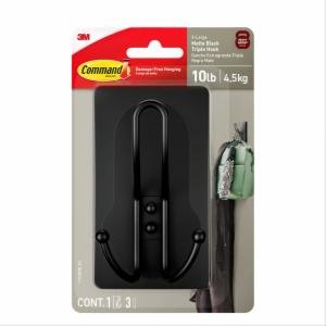 Command X-Large Matte Black Triple Hook 17038MB-ES, 1 Hook, 3 Strips image Command X-Large Matte Black Triple Hook 17038MB-ES, 1 Hook, 3 Stripsimage