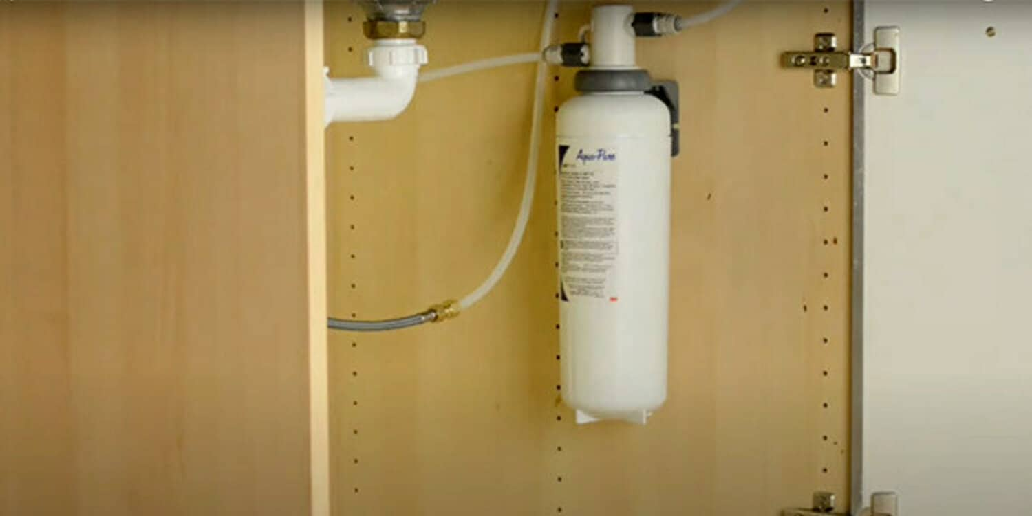 Image of filter cartridge installed under a sink