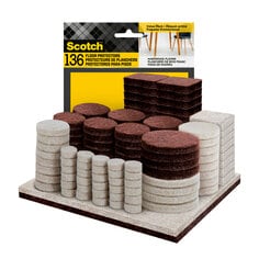 Scotch™ Felt Pads, Assorted colors & sizes, 136 Ct