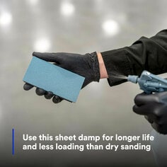 A foam backing helps ensure proper control and consistent contact with the surface — great for preserving orange peel; use this sheet damp for longer life and less loading than dry sanding
