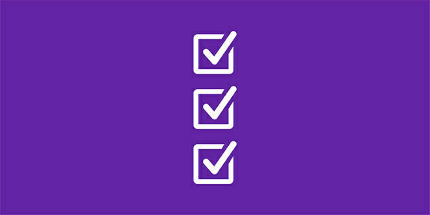 White icon of 3 checkboxes on purple background 