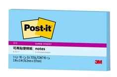 Post-it® 利貼® 狠黏™ 655S-2, 3x5吋便條紙, 藍色