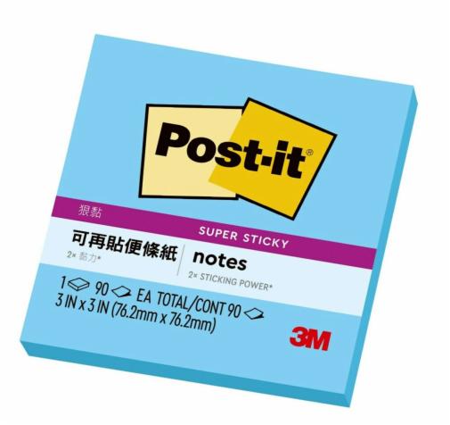 Post-it® 利貼® 狠黏™ 633S-10, 3x3吋便條紙, 湛藍