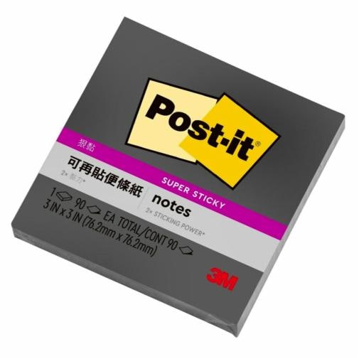 Post-it® 利貼® 狠黏™ 633S-7, 3x3吋便條紙, 黑色